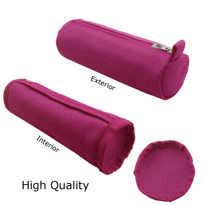 Enyuwlcm Heavy Canvas Stationery Stylish Simple Pencil Bag and Durable Compact Zipper Pencil Case Pouch 1 Pack Pink - Image 3